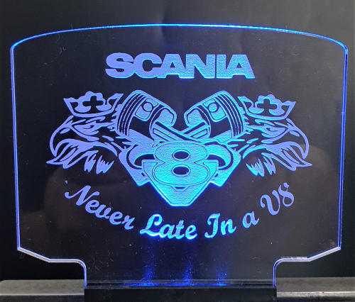 Leuchtschild gro Scania V8 Kolben + Greif + Beleuchtung 1:14