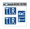 T.I.R. Schild Aufkleber weiss/blau 3 Stck