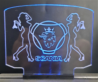 Leuchtschild gro Scania + Vabis + 2 Frauen stehend + Beleuchtung 1:14